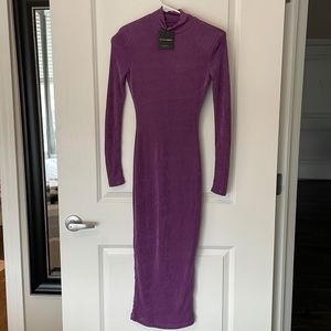 JLUXLABEL fitted purple midi dress. No cut outs
